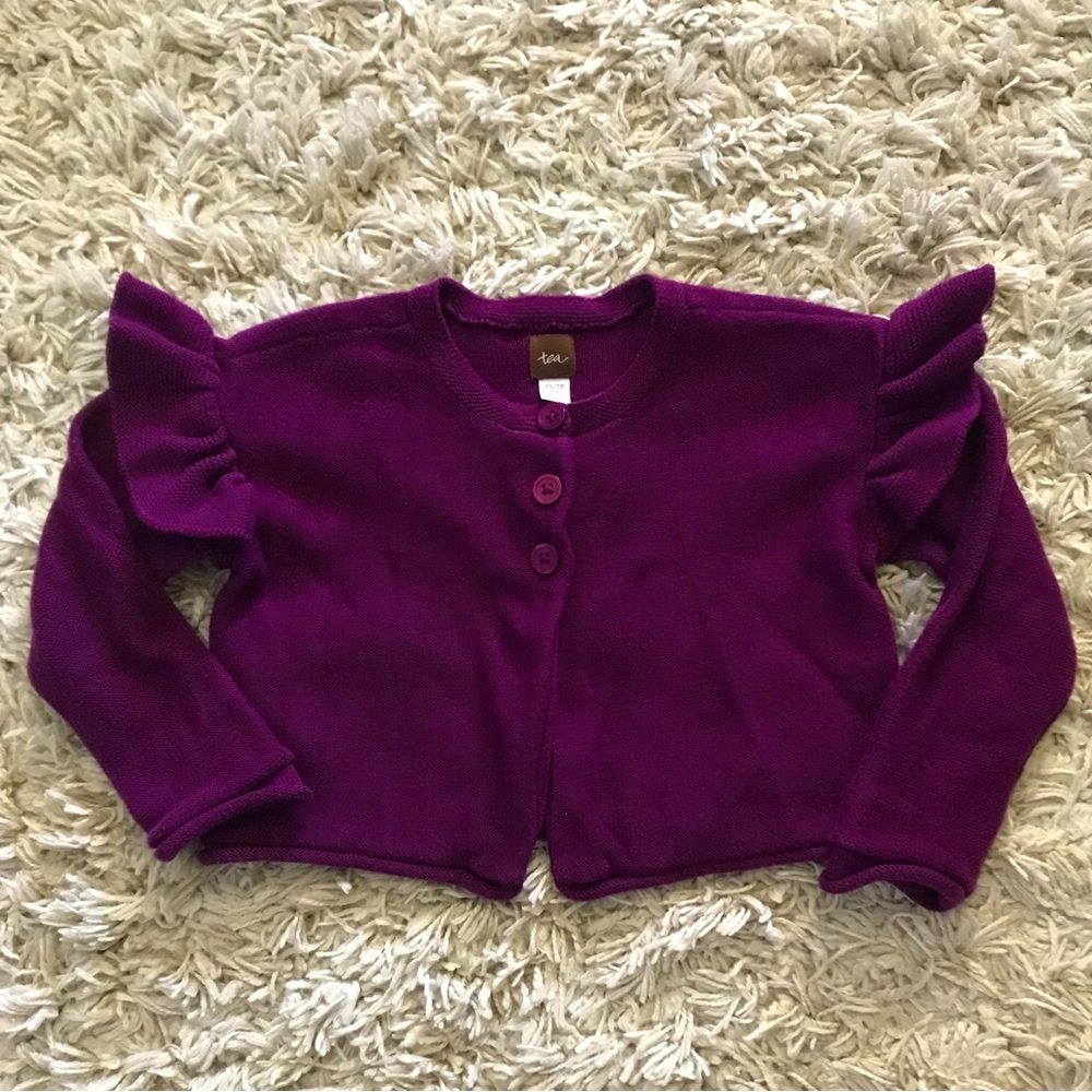 Tea Collection XS cropped ruffle sleeve cardigan